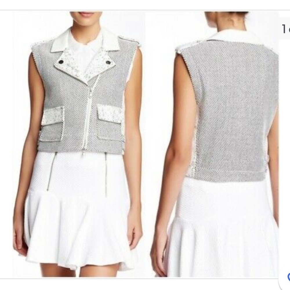 Rebecca Taylor Black White Honeycomb Vest